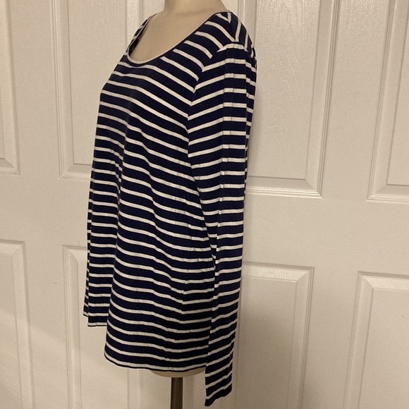 Ann Taylor LOFT Navy and White Striped Long Sleeve Top XL - Picture 4 of 15